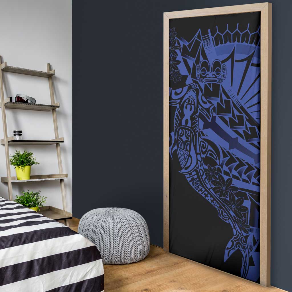 Blue Marquesas Islands Door Cover Marquesan Matatiki Hammerhead Shark Patutiki - Polynesian Pride