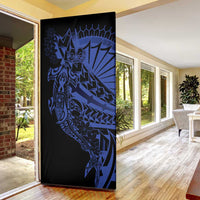 Blue Marquesas Islands Door Cover Marquesan Matatiki Hammerhead Shark Patutiki - Polynesian Pride