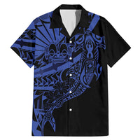 Blue Marquesas Islands Family Matching Mermaid Dress and Hawaiian Shirt Marquesan Matatiki Hammerhead Shark Patutiki - Polynesian Pride
