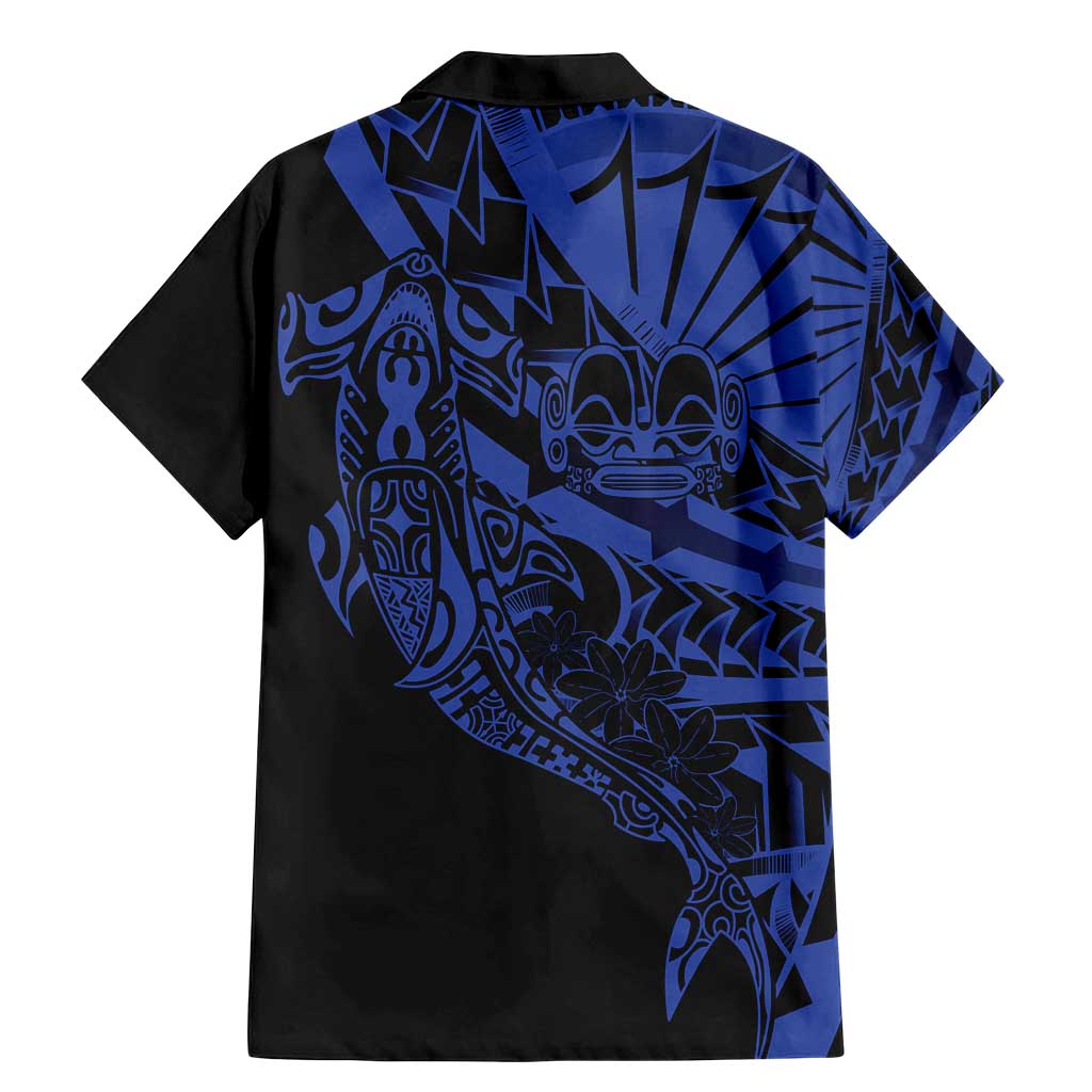 Blue Marquesas Islands Family Matching Mermaid Dress and Hawaiian Shirt Marquesan Matatiki Hammerhead Shark Patutiki - Polynesian Pride