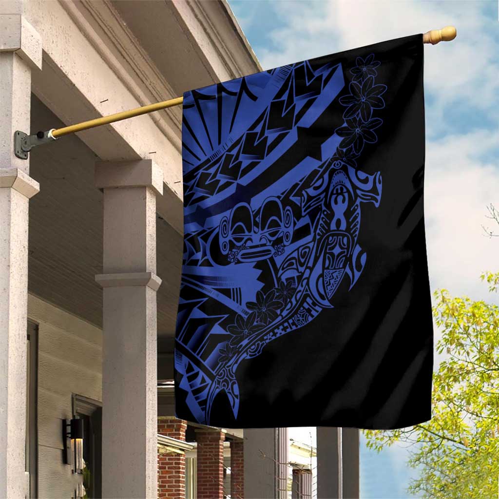 Blue Marquesas Islands Garden Flag Marquesan Matatiki Hammerhead Shark Patutiki - Polynesian Pride
