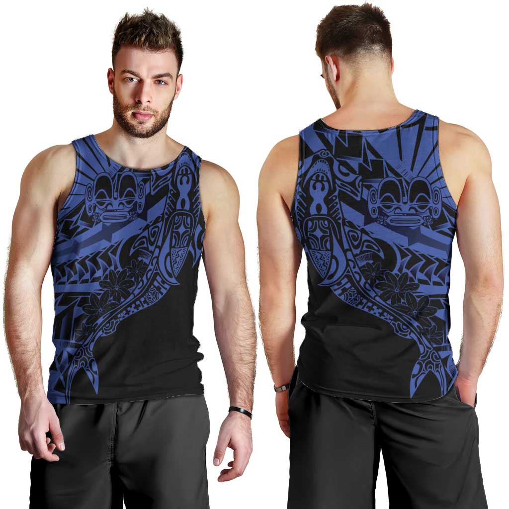 Blue Marquesas Islands Men Tank Top Marquesan Matatiki Hammerhead Shark Patutiki - Polynesian Pride