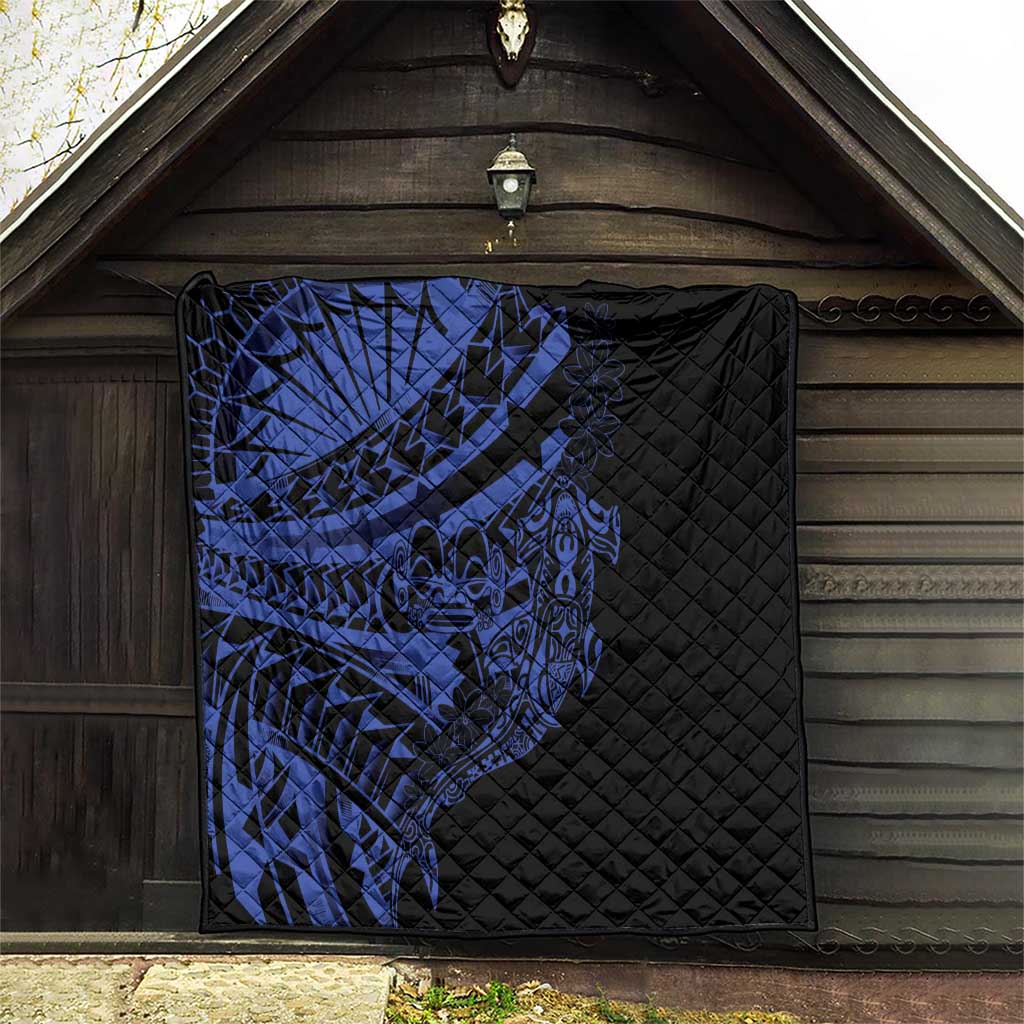 Blue Marquesas Islands Quilt Marquesan Matatiki Hammerhead Shark Patutiki - Polynesian Pride
