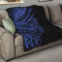 Blue Marquesas Islands Quilt Marquesan Matatiki Hammerhead Shark Patutiki - Polynesian Pride