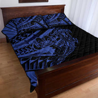 Blue Marquesas Islands Quilt Bed Set Marquesan Matatiki Hammerhead Shark Patutiki - Polynesian Pride