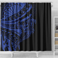 Blue Marquesas Islands Shower Curtain Marquesan Matatiki Hammerhead Shark Patutiki - Polynesian Pride