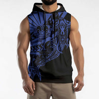 Blue Marquesas Islands Sleeveless Hoodie Marquesan Matatiki Hammerhead Shark Patutiki - Polynesian Pride