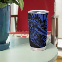 Blue Marquesas Islands Tumbler Cup Marquesan Matatiki Hammerhead Shark Patutiki - Polynesian Pride