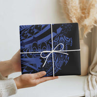 Blue Marquesas Islands Wrapping Paper Marquesan Matatiki Hammerhead Shark Patutiki - Polynesian Pride