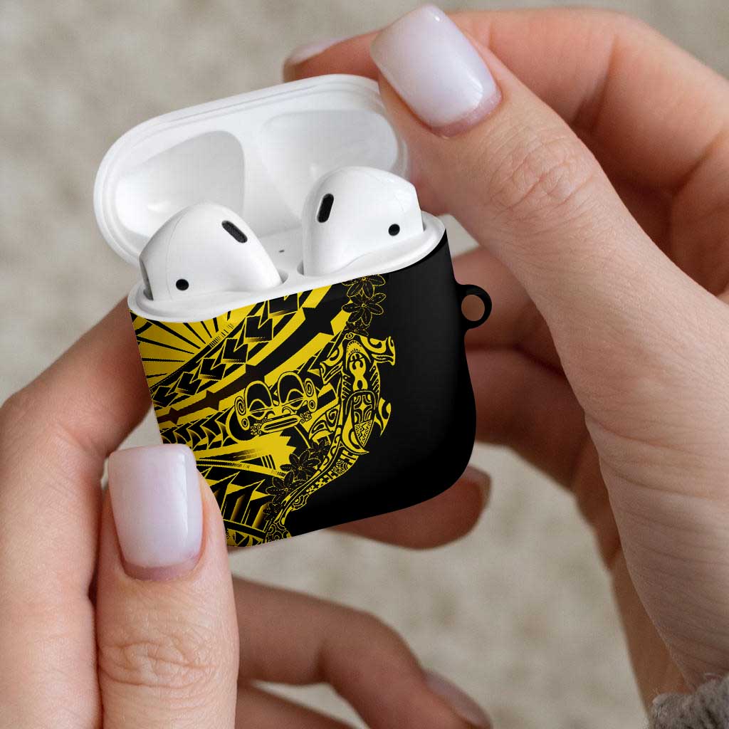 Yellow Marquesas Islands AirPods Case Marquesan Matatiki Hammerhead Shark Patutiki - Polynesian Pride