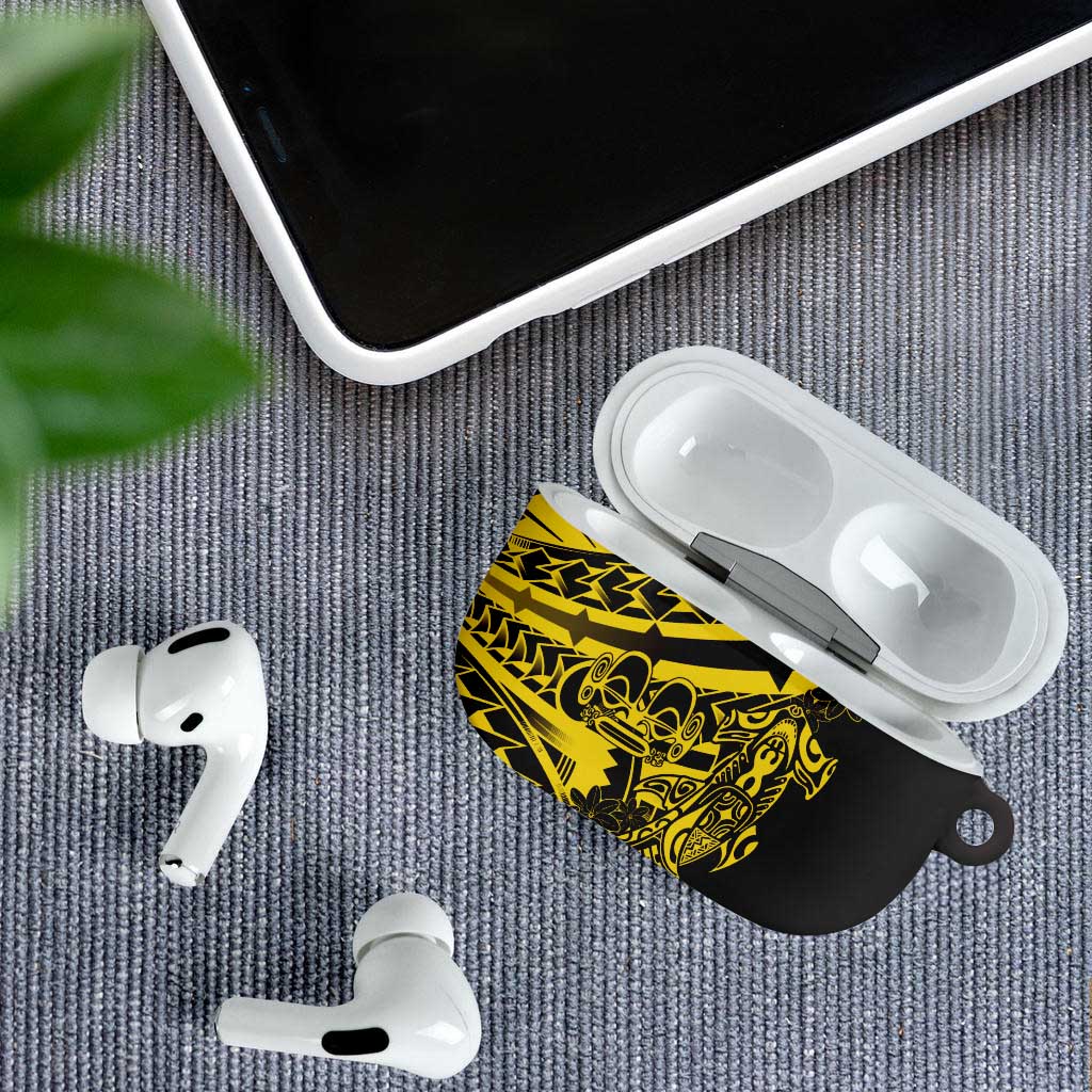 Yellow Marquesas Islands AirPods Case Marquesan Matatiki Hammerhead Shark Patutiki - Polynesian Pride