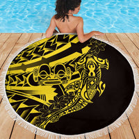 Yellow Marquesas Islands Beach Blanket Marquesan Matatiki Hammerhead Shark Patutiki - Polynesian Pride
