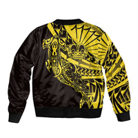 Yellow Marquesas Islands Bomber Jacket Marquesan Matatiki Hammerhead Shark Patutiki - Polynesian Pride