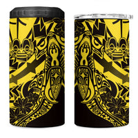 Yellow Marquesas Islands 4 in 1 Can Cooler Tumbler Marquesan Matatiki Hammerhead Shark Patutiki - Polynesian Pride