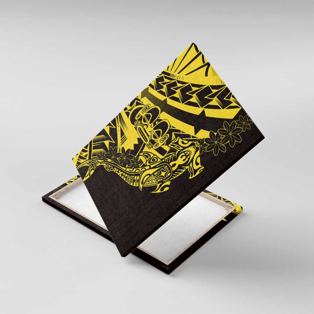 Yellow Marquesas Islands Canvas Wall Art Marquesan Matatiki Hammerhead Shark Patutiki - Polynesian Pride