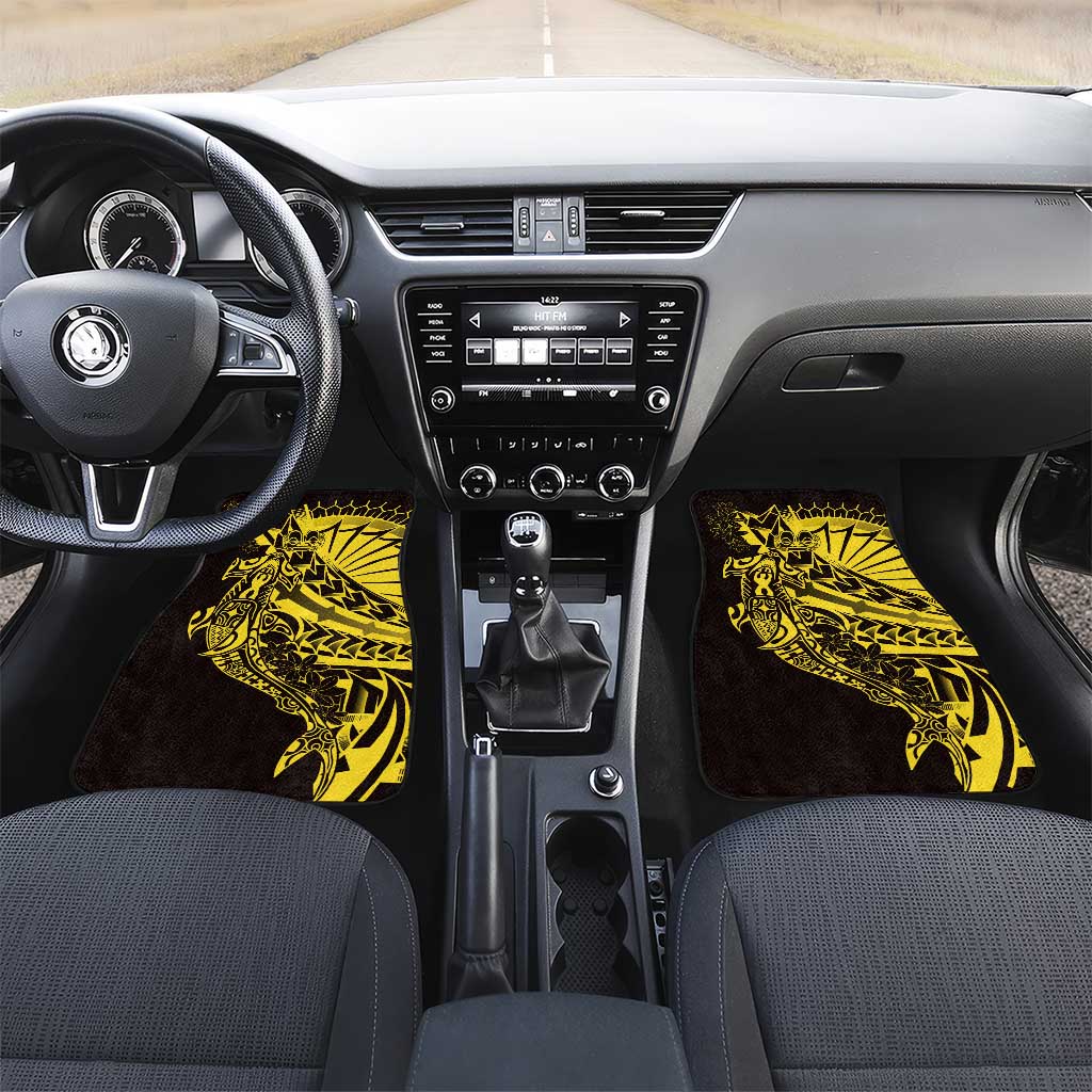 Yellow Marquesas Islands Car Mats Marquesan Matatiki Hammerhead Shark Patutiki - Polynesian Pride