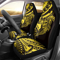 Yellow Marquesas Islands Car Seat Cover Marquesan Matatiki Hammerhead Shark Patutiki - Polynesian Pride