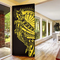 Yellow Marquesas Islands Door Cover Marquesan Matatiki Hammerhead Shark Patutiki - Polynesian Pride