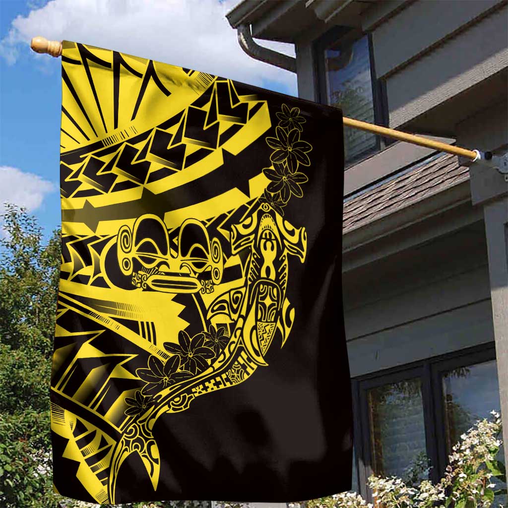 Yellow Marquesas Islands Garden Flag Marquesan Matatiki Hammerhead Shark Patutiki - Polynesian Pride