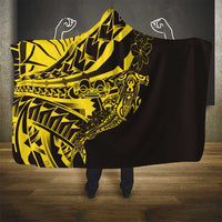 Yellow Marquesas Islands Hooded Blanket Marquesan Matatiki Hammerhead Shark Patutiki - Polynesian Pride