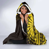 Yellow Marquesas Islands Hooded Blanket Marquesan Matatiki Hammerhead Shark Patutiki - Polynesian Pride