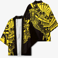 Yellow Marquesas Islands Kimono Marquesan Matatiki Hammerhead Shark Patutiki - Polynesian Pride