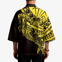 Yellow Marquesas Islands Kimono Marquesan Matatiki Hammerhead Shark Patutiki - Polynesian Pride