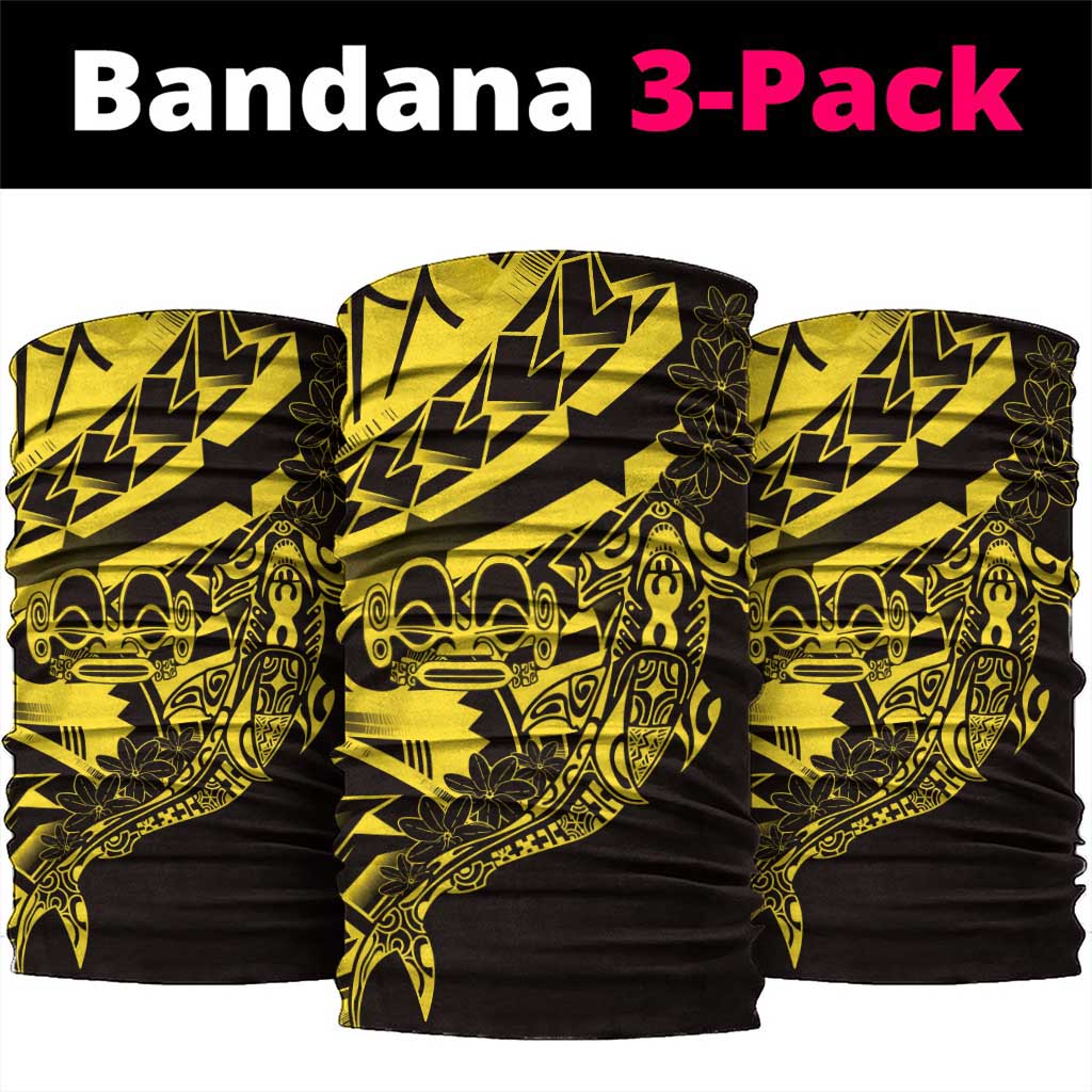 Yellow Marquesas Islands Neck Gaiter Marquesan Matatiki Hammerhead Shark Patutiki - Polynesian Pride