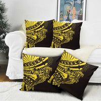 Yellow Marquesas Islands Pillow Cover Marquesan Matatiki Hammerhead Shark Patutiki - Polynesian Pride