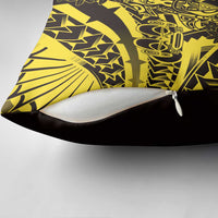 Yellow Marquesas Islands Pillow Cover Marquesan Matatiki Hammerhead Shark Patutiki - Polynesian Pride