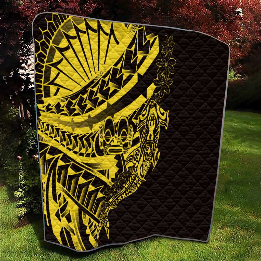 Yellow Marquesas Islands Quilt Marquesan Matatiki Hammerhead Shark Patutiki - Polynesian Pride