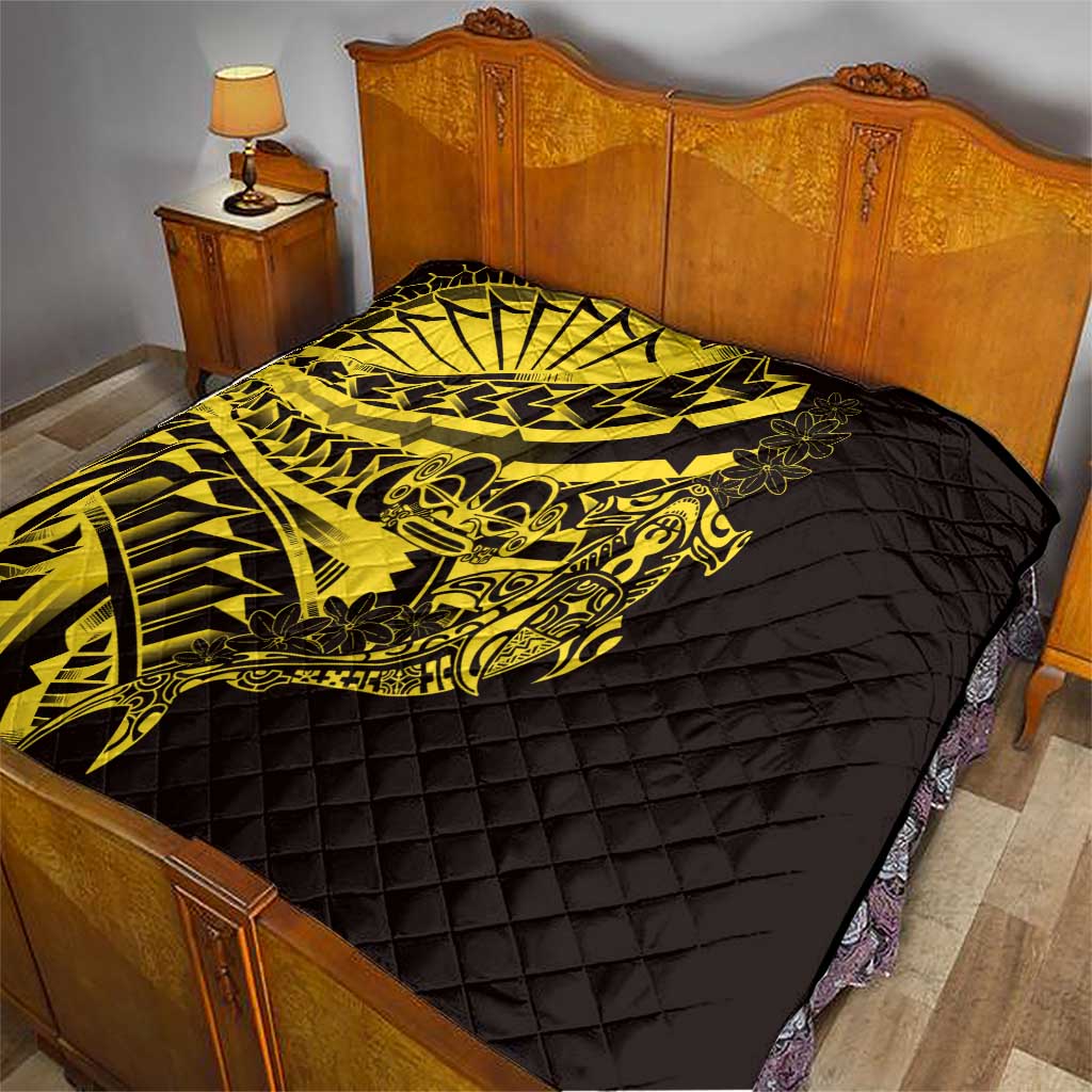 Yellow Marquesas Islands Quilt Marquesan Matatiki Hammerhead Shark Patutiki - Polynesian Pride