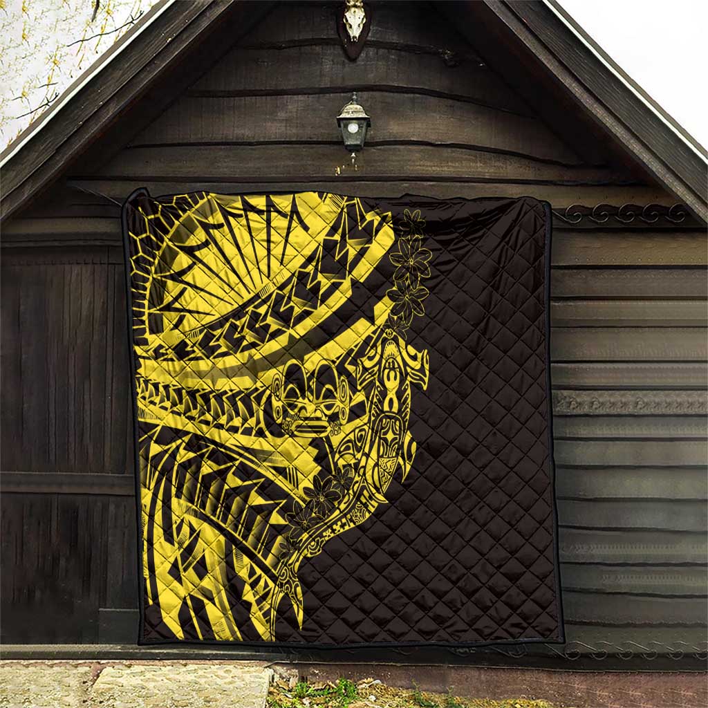 Yellow Marquesas Islands Quilt Marquesan Matatiki Hammerhead Shark Patutiki - Polynesian Pride