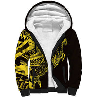 Yellow Marquesas Islands Sherpa Hoodie Marquesan Matatiki Hammerhead Shark Patutiki - Polynesian Pride