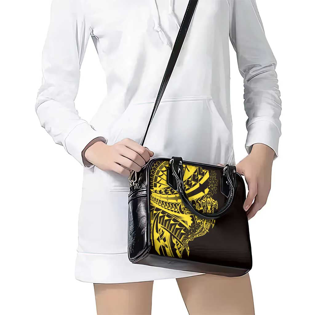 Yellow Marquesas Islands Shoulder Handbag Marquesan Matatiki Hammerhead Shark Patutiki - Polynesian Pride