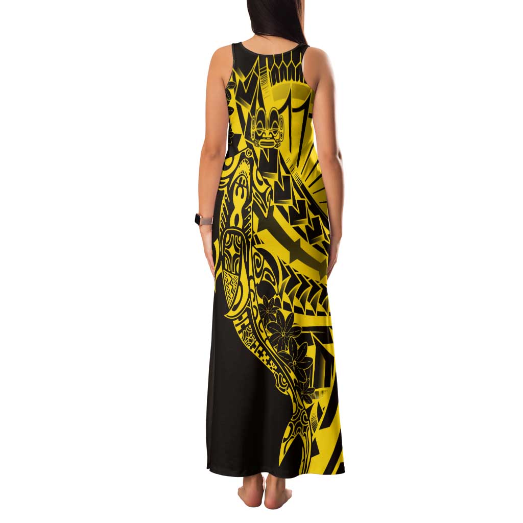 Yellow Marquesas Islands Tank Maxi Dress Marquesan Matatiki Hammerhead Shark Patutiki - Polynesian Pride