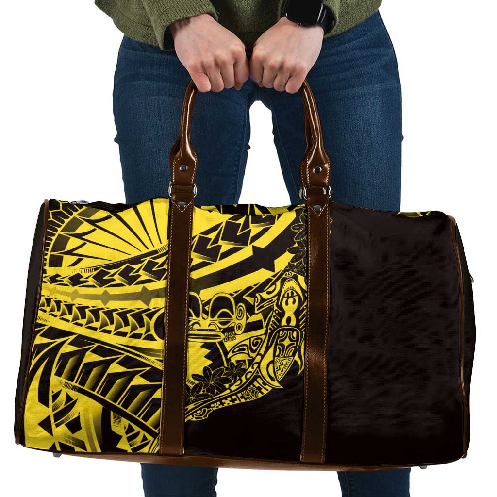 Yellow Marquesas Islands Travel Bag Marquesan Matatiki Hammerhead Shark Patutiki - Polynesian Pride