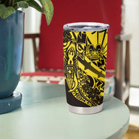 Yellow Marquesas Islands Tumbler Cup Marquesan Matatiki Hammerhead Shark Patutiki - Polynesian Pride