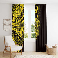 Yellow Marquesas Islands Window Curtain Marquesan Matatiki Hammerhead Shark Patutiki - Polynesian Pride