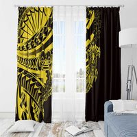 Yellow Marquesas Islands Window Curtain Marquesan Matatiki Hammerhead Shark Patutiki - Polynesian Pride