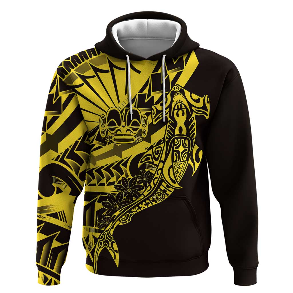 Yellow Marquesas Islands Zip Hoodie Marquesan Matatiki Hammerhead Shark Patutiki - Polynesian Pride
