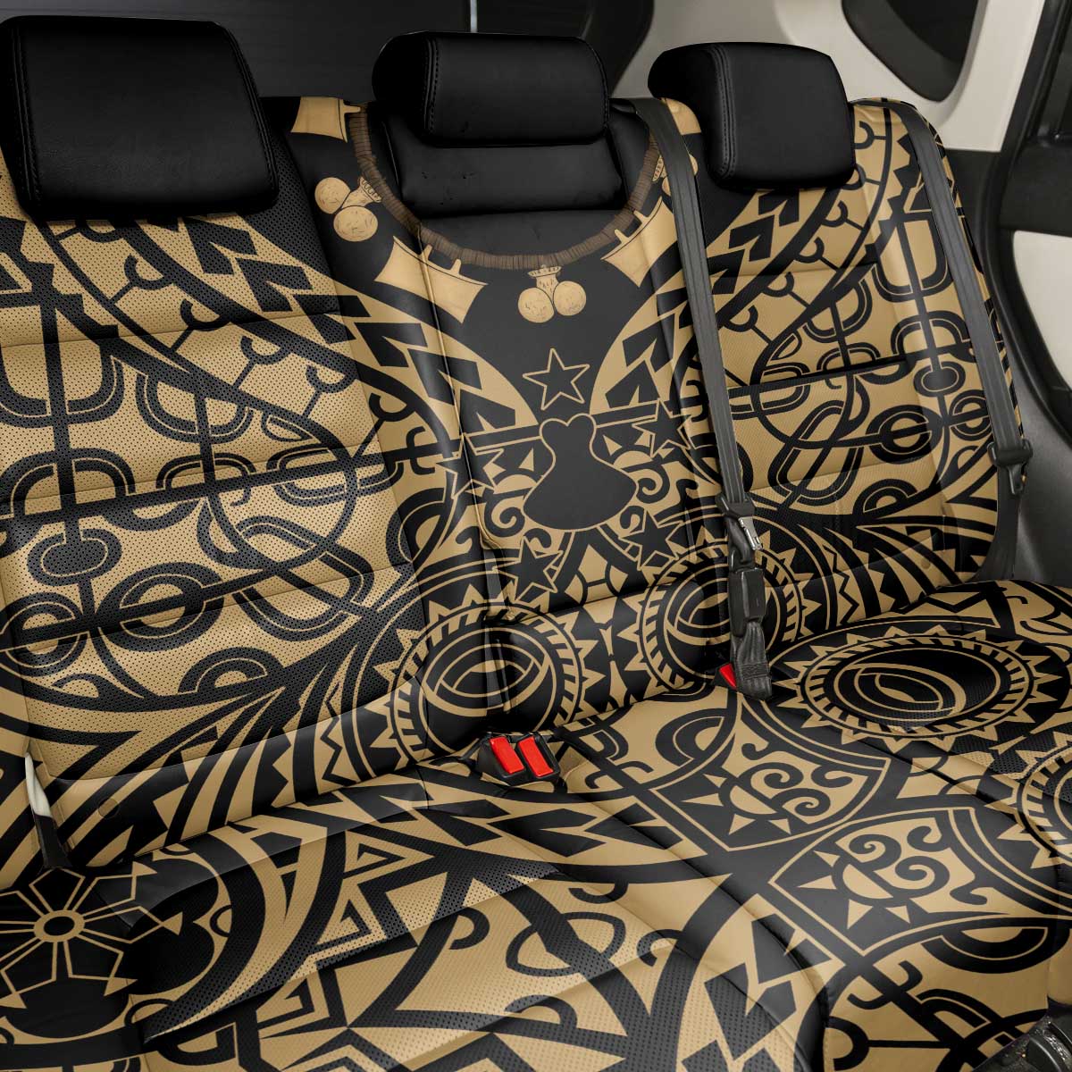 Austral Islands Back Car Seat Cover Tuhaa Pae Penu Stars Necklace Gold - Polynesian Pride