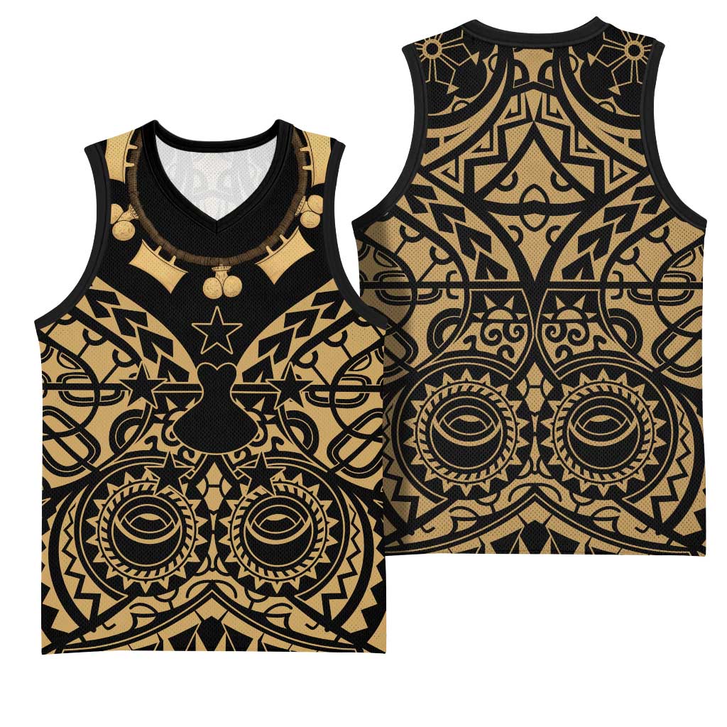 Austral Islands Basketball Jersey Tuhaa Pae Penu Stars Necklace Gold - Polynesian Pride
