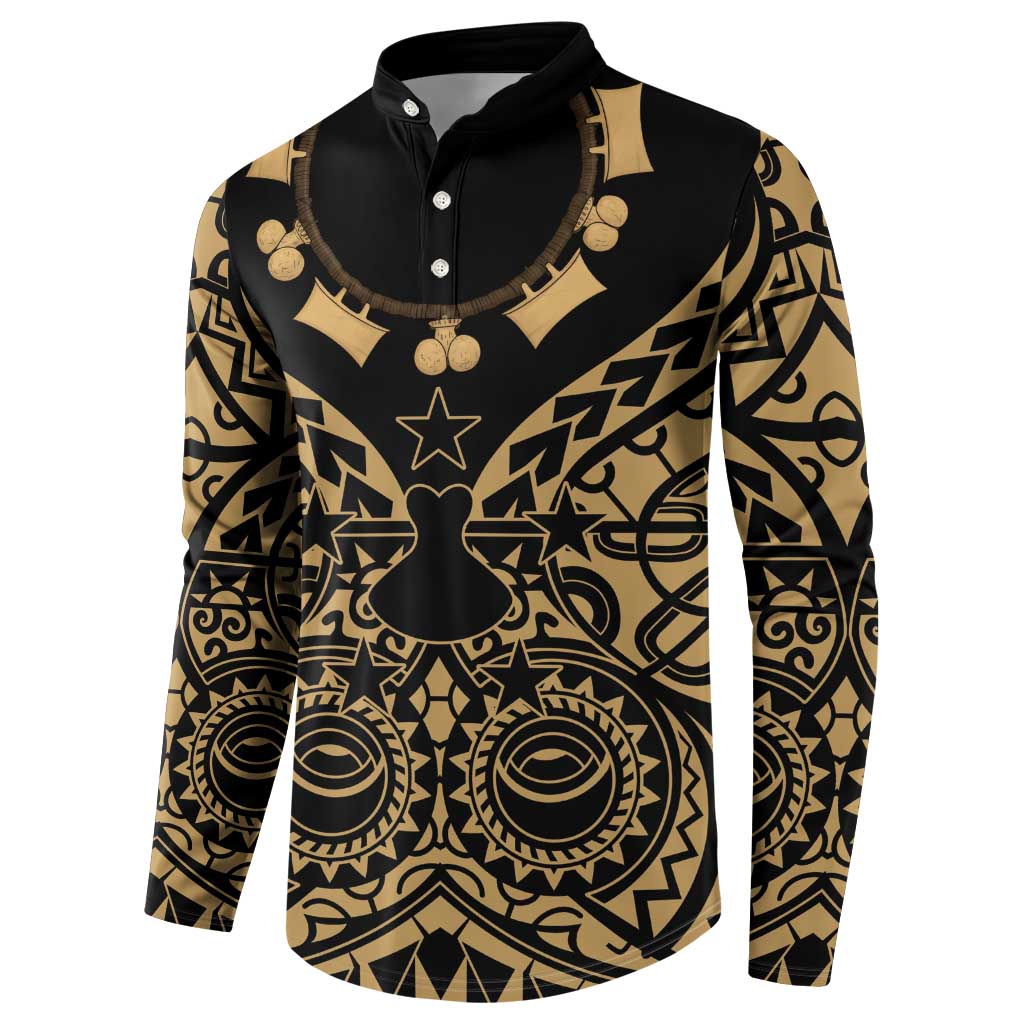 Austral Islands Button Sweatshirt Tuhaa Pae Penu Stars Necklace Gold - Polynesian Pride