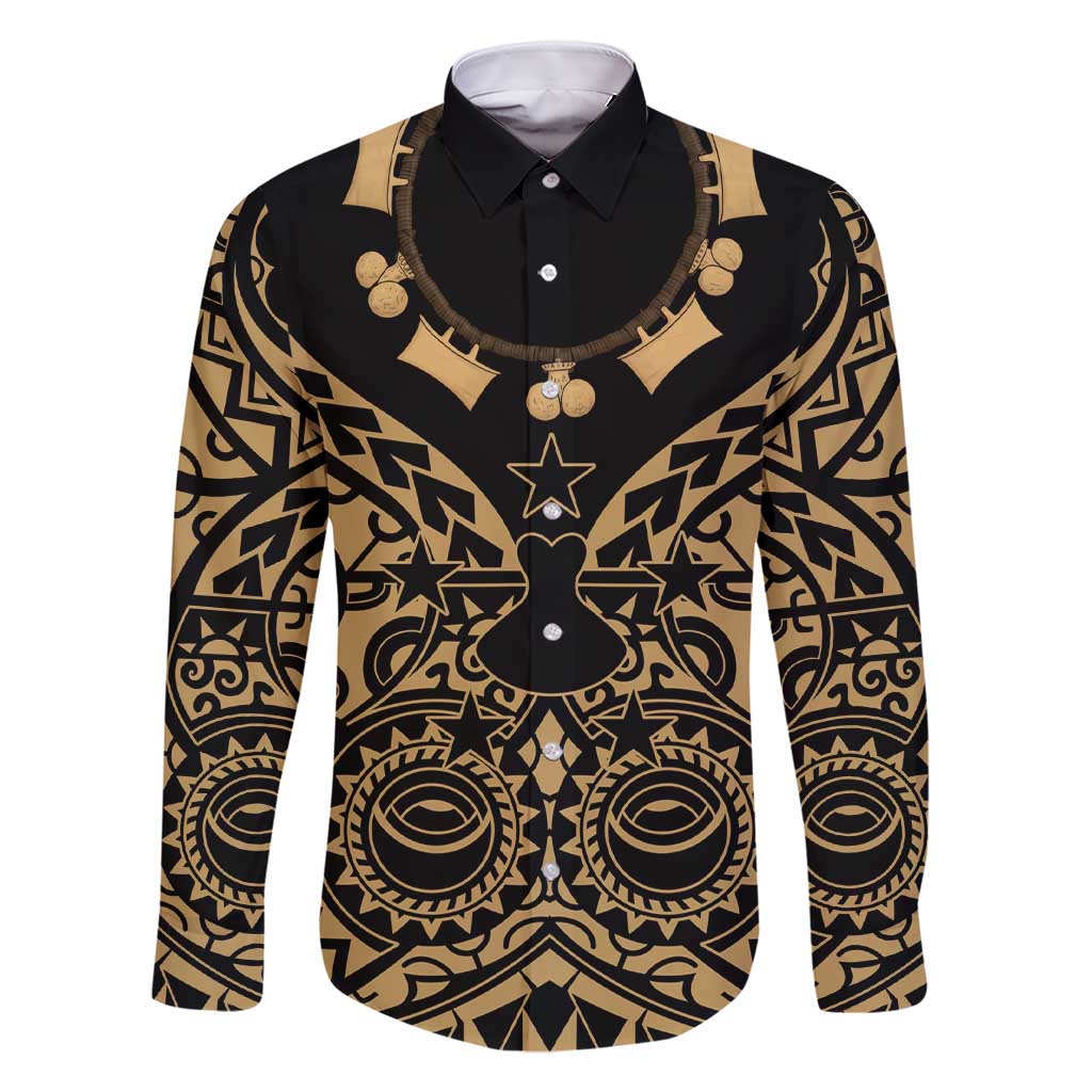 Austral Islands Family Matching Short Sleeve Bodycon Dress and Hawaiian Shirt Tuhaa Pae Penu Stars Necklace Gold - Polynesian Pride