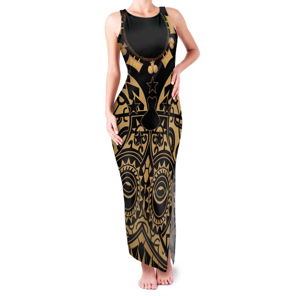 Austral Islands Family Matching Tank Maxi Dress and Hawaiian Shirt Tuhaa Pae Penu Stars Necklace Gold LT14 Mom's Dress Gold - Polynesian Pride