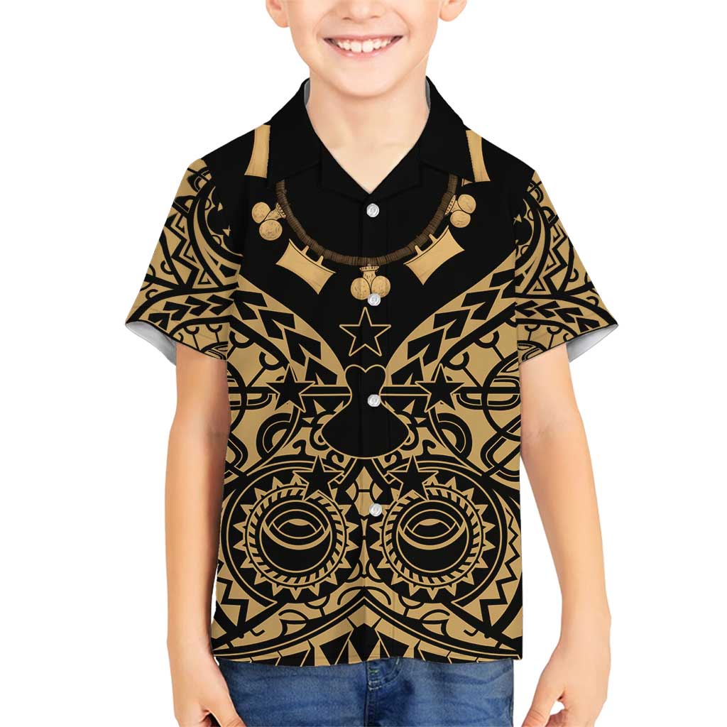 Austral Islands Family Matching Tank Maxi Dress and Hawaiian Shirt Tuhaa Pae Penu Stars Necklace Gold LT14 Son's Shirt Gold - Polynesian Pride