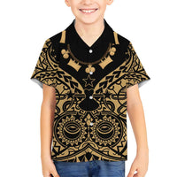 Austral Islands Family Matching Tank Maxi Dress and Hawaiian Shirt Tuhaa Pae Penu Stars Necklace Gold LT14 Son's Shirt Gold - Polynesian Pride