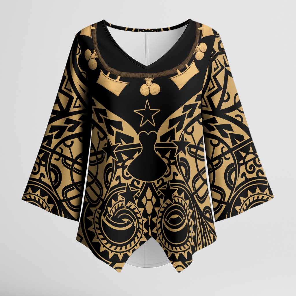 Austral Islands Kimono Sleeve Blouse Tuhaa Pae Penu Stars Necklace Gold - Polynesian Pride