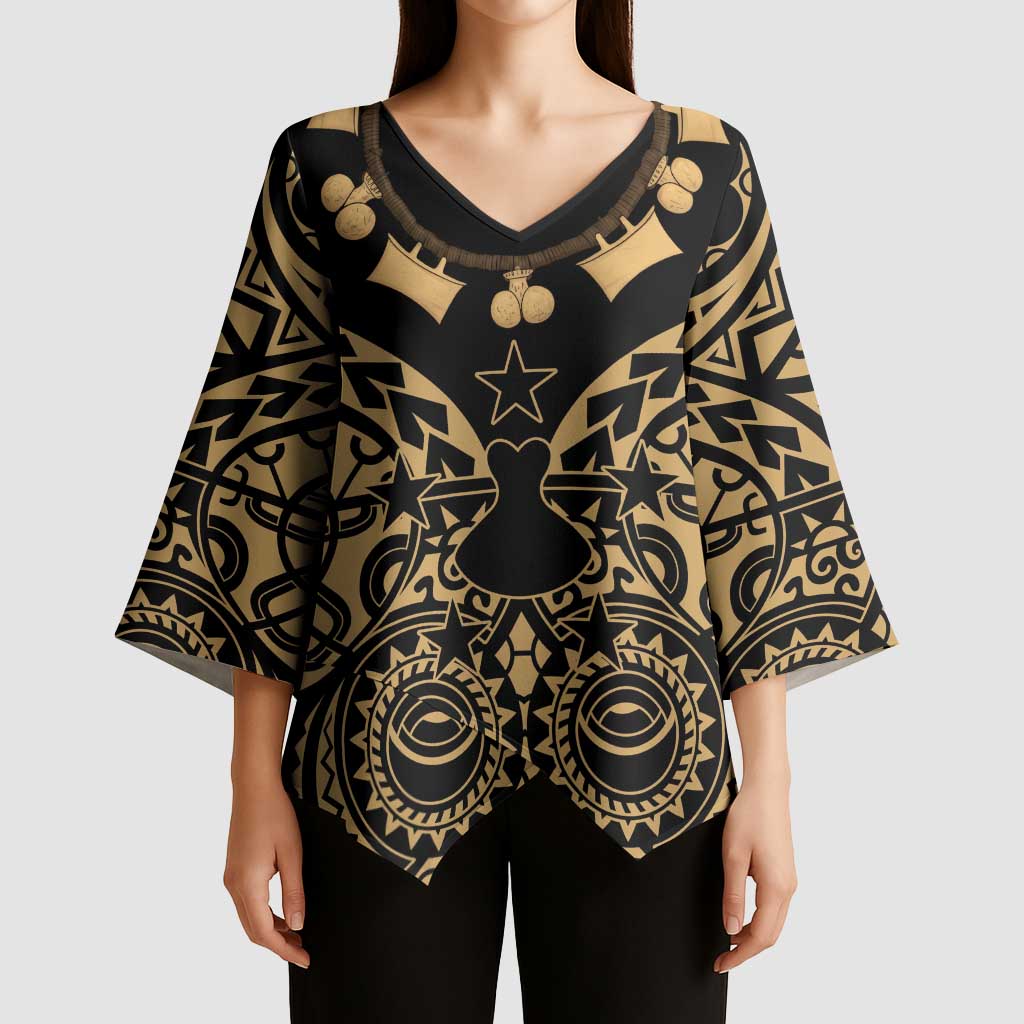 Austral Islands Kimono Sleeve Blouse Tuhaa Pae Penu Stars Necklace Gold - Polynesian Pride